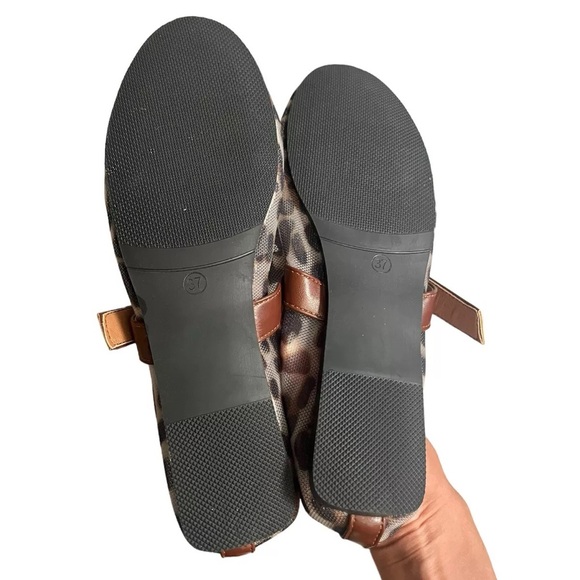 Womens Flat Leopard Mesh Ballet Slip On Mary Jane Casual Ballerina Shoes - Picture 8 of 8